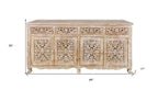 66" Light Brown Solid Wood Four Drawer Buffet Table with Four Doors