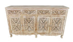 66" Light Brown Solid Wood Four Drawer Buffet Table with Four Doors