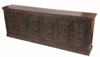 101" Brown and Green Solid Wood Buffet Table with Six Doors