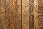 72" Natural Distressed Solid Wood Carved Geometric Sideboard with Four Doors