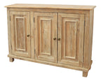 51" Natural Distressed Solid Wood Sideboard with Three Doors