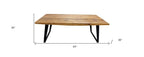 63" Natural And Black Solid Wood And Iron Sled Base Dining Table