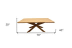 79" Natural Solid Wood Pedestal Base Dining Table