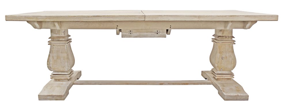 81" Antiqued White Solid Wood Trestle Base Dining Table