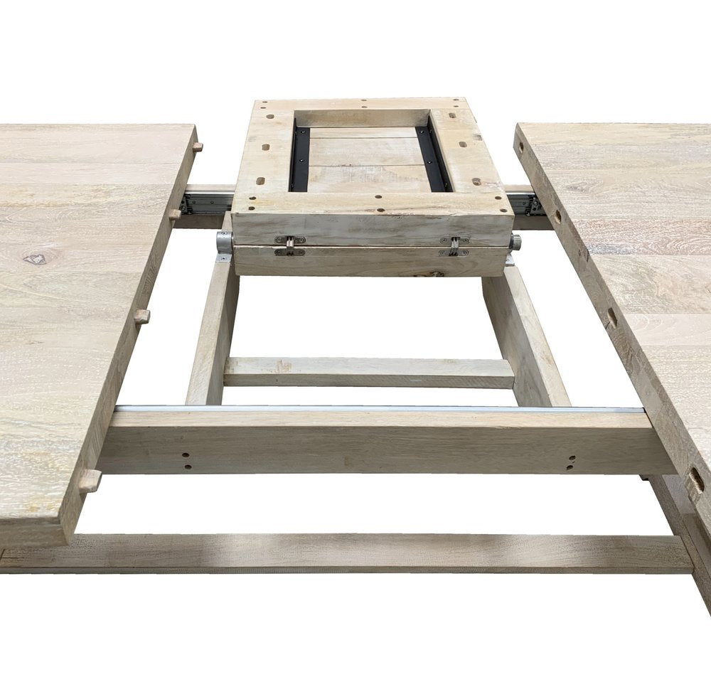 81" Antiqued White Solid Wood Trestle Base Dining Table