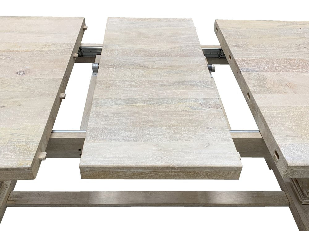81" Antiqued White Solid Wood Trestle Base Dining Table
