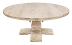 58" Natural Rounded Solid Wood Pedestal Base Dining Table