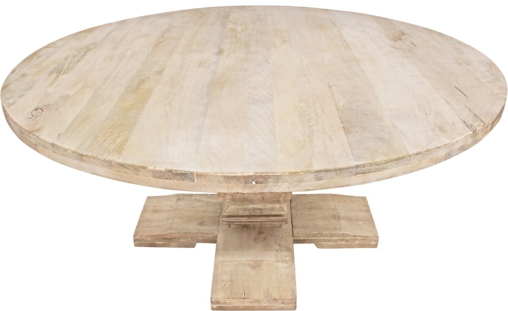58" Natural Rounded Solid Wood Pedestal Base Dining Table
