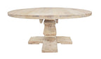 58" Natural Rounded Solid Wood Pedestal Base Dining Table