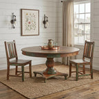 60" Brown Rounded Solid Wood Pedestal Base Dining Table