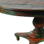 60" Brown Rounded Solid Wood Pedestal Base Dining Table