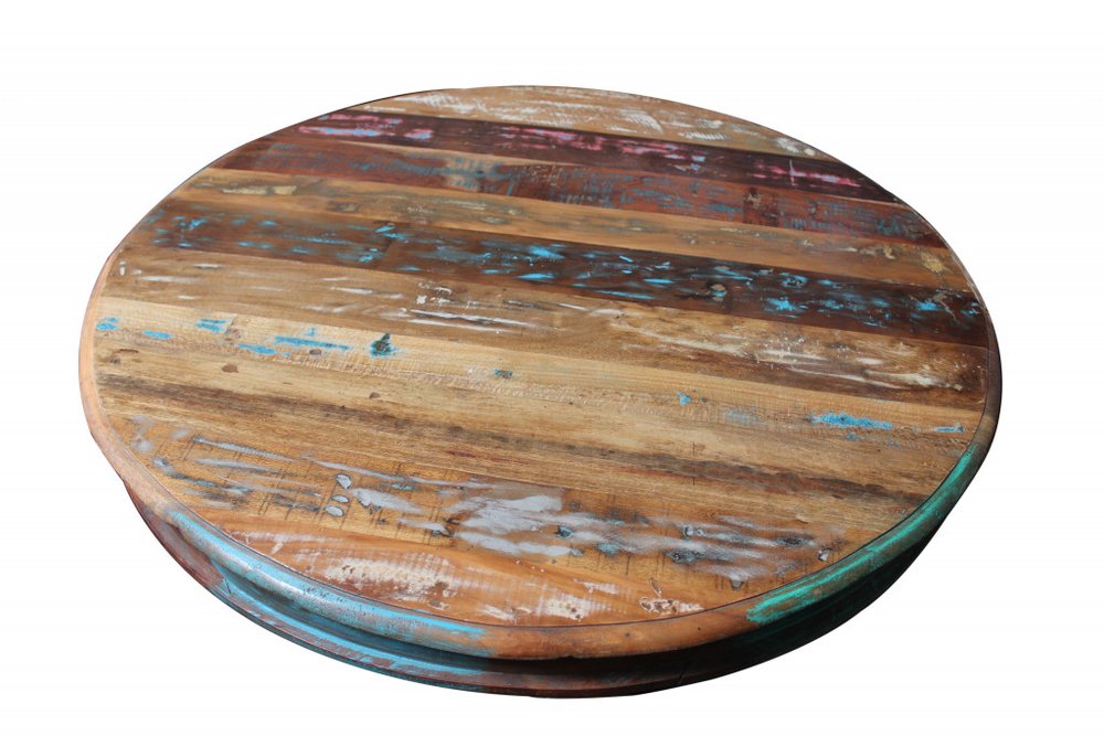 60" Brown Rounded Solid Wood Pedestal Base Dining Table