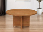 60" Natural Rounded Solid Wood Pedestal Base Dining Table