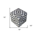 18" Dark Gray and Ivory Hair on Hide Cube Geometric Pouf Ottoman