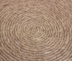 20" Beige Wool Round Ribbed Pouf Ottoman