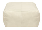 22" Ivory Leather Pouf Ottoman