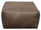 22" Gray Brown Distressed Leather Pouf Ottoman