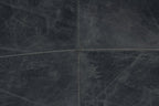 22" Black Distressed Leather Pouf Ottoman