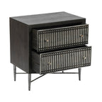 28" Dark Brown Solid Wood Two Drawer Nightstand