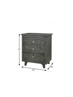 30" Gray Three Drawer Nightstand