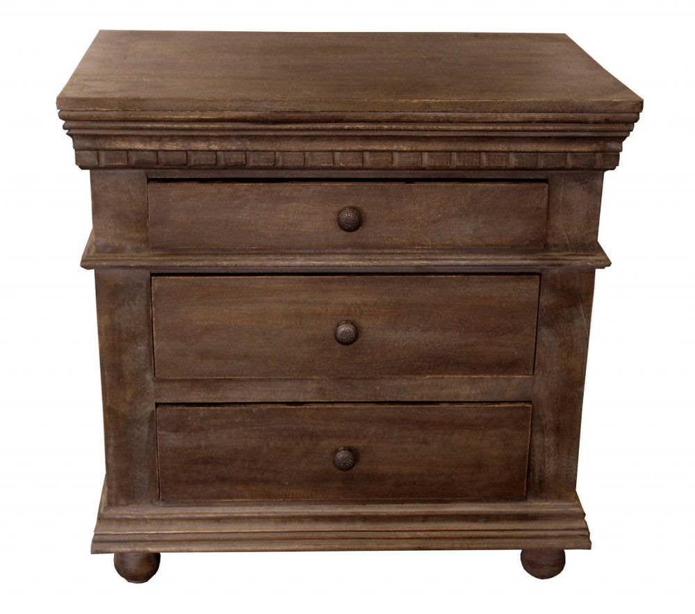 30" Solid Wood Three Drawer Nightstand