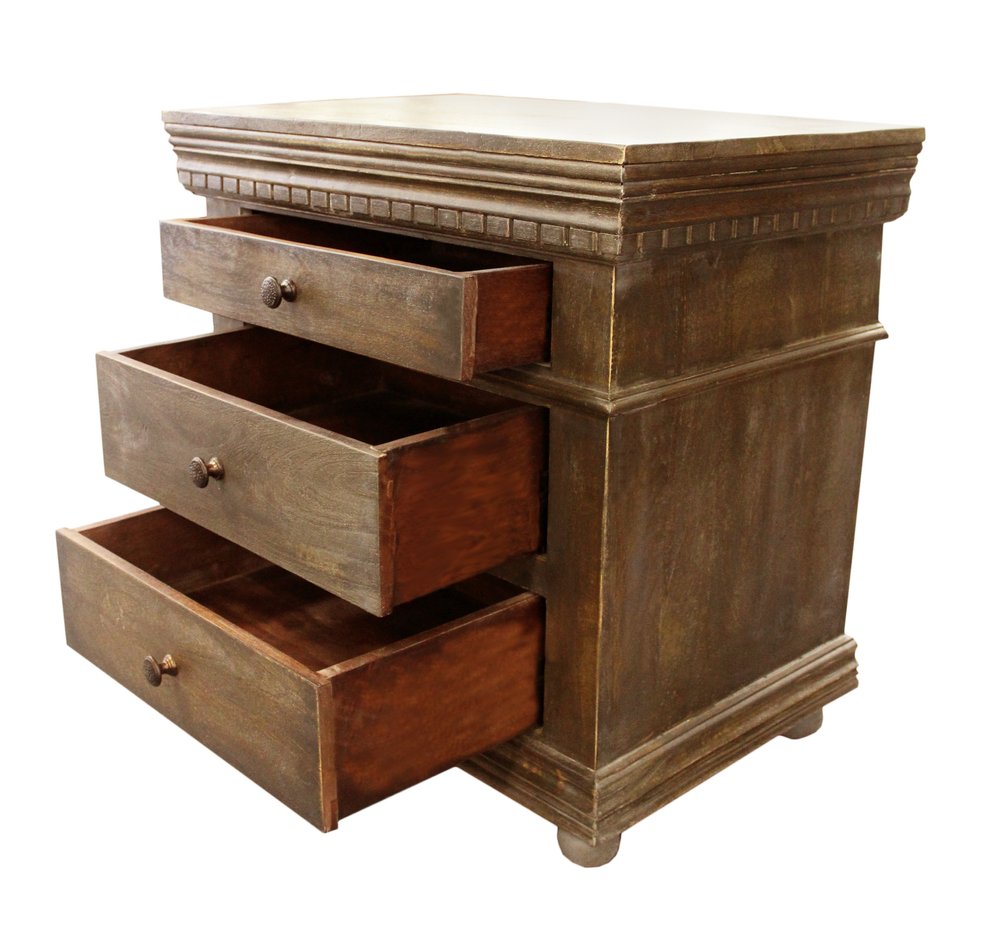 30" Solid Wood Three Drawer Nightstand