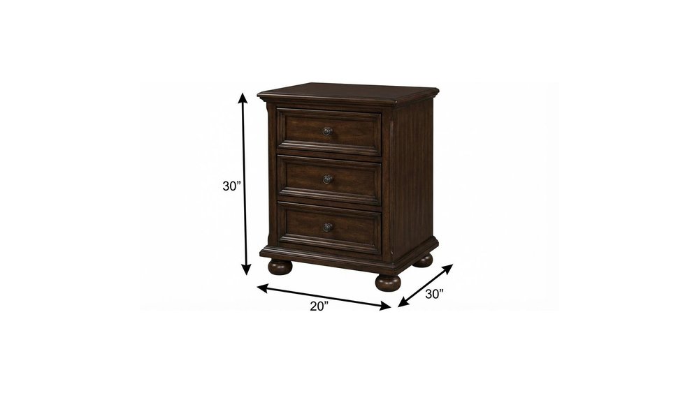 30" Solid Wood Three Drawer Nightstand