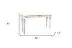 54" White Solid Wood Distressed Console Table