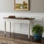 48" Natural and White Solid Wood Distressed Console Table