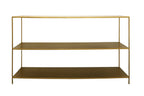 60" Brass Iron Console Table With Two Shelves