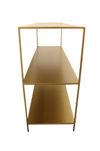 60" Brass Iron Console Table With Two Shelves