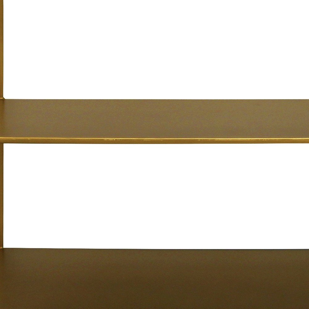 60" Brass Iron Console Table With Two Shelves
