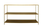 60" Brass Iron Console Table With Two Shelves