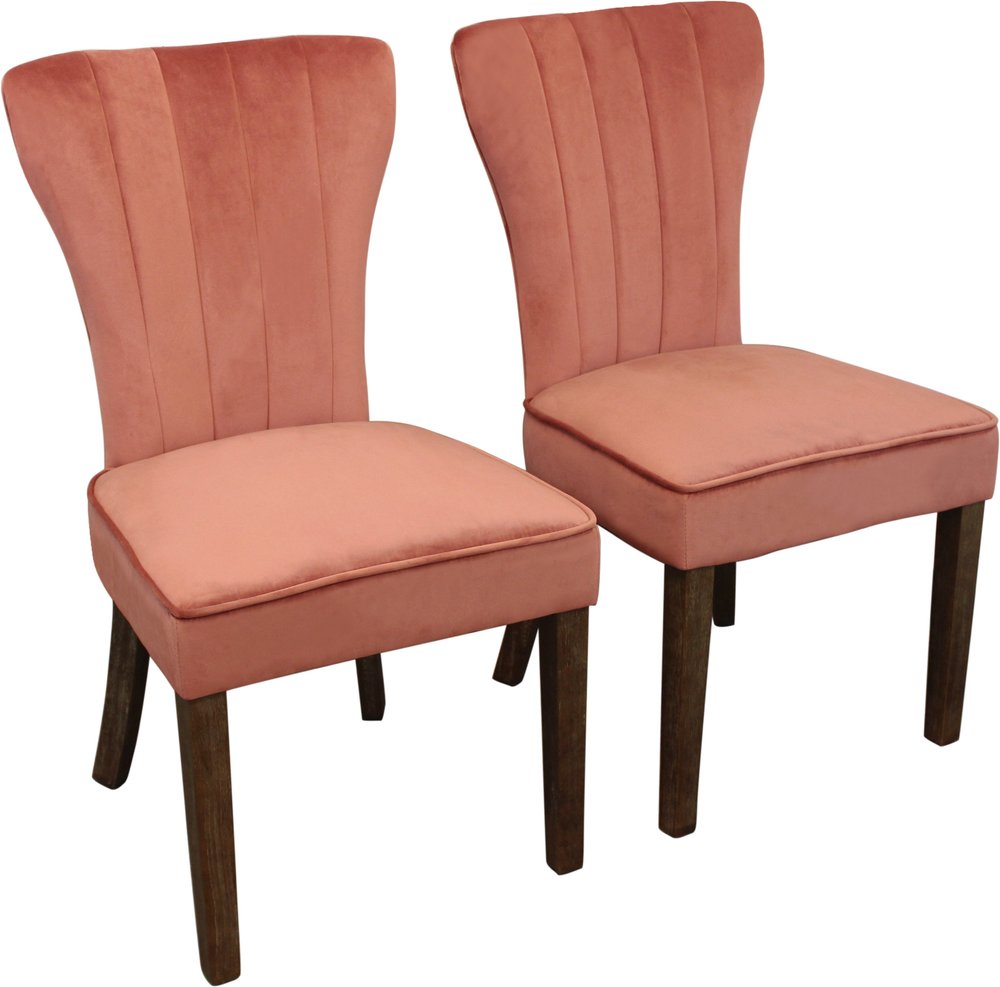 Set of Two Gray And Brown Upholstered Velvet Dining Parsons Chairs