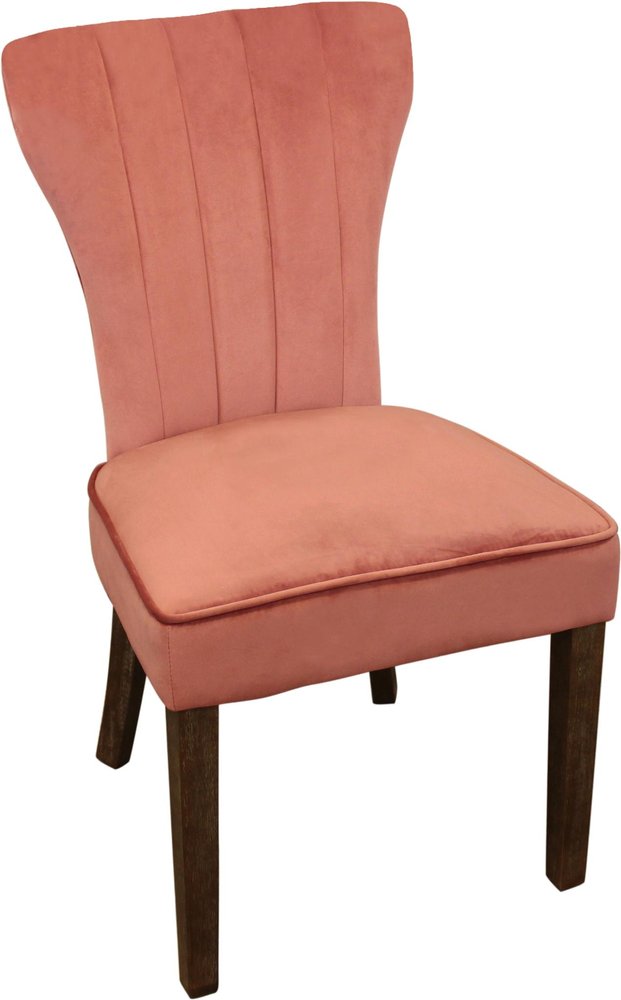 Set of Two Gray And Brown Upholstered Velvet Dining Parsons Chairs