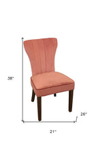 Set of Two Gray And Brown Upholstered Velvet Dining Parsons Chairs