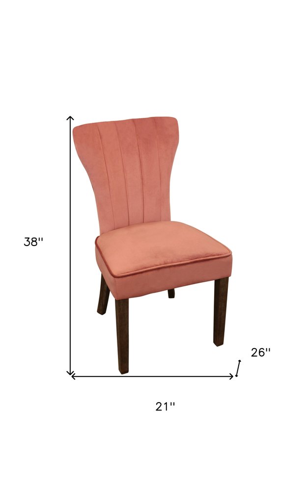 Set of Two Gray And Brown Upholstered Velvet Dining Parsons Chairs