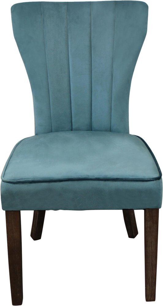 Set of Two Gray And Brown Upholstered Velvet Dining Parsons Chairs
