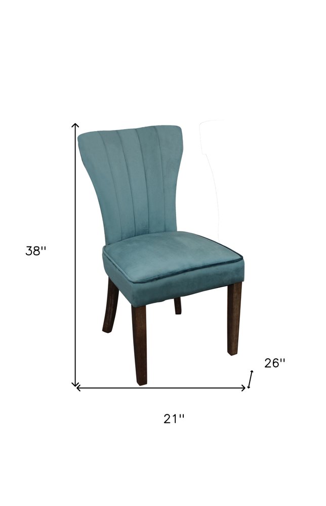 Set of Two Gray And Brown Upholstered Velvet Dining Parsons Chairs