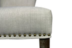 Set of Two Ivory and Brown Upholstered Fabric Dining Parsons Chairs