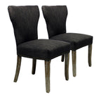 Set of Two Ivory and Brown Upholstered Fabric Dining Parsons Chairs