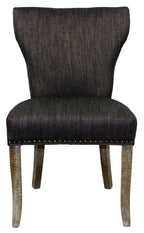 Set of Two Ivory and Brown Upholstered Fabric Dining Parsons Chairs
