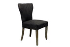 Set of Two Ivory and Brown Upholstered Fabric Dining Parsons Chairs