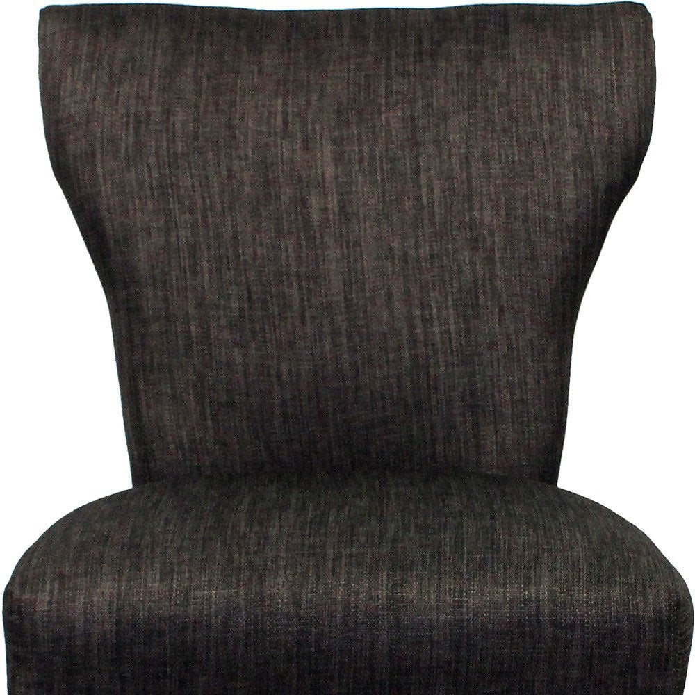 Set of Two Ivory and Brown Upholstered Fabric Dining Parsons Chairs