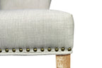 Set of Two Ivory and Brown Upholstered Fabric Dining Parsons Chairs