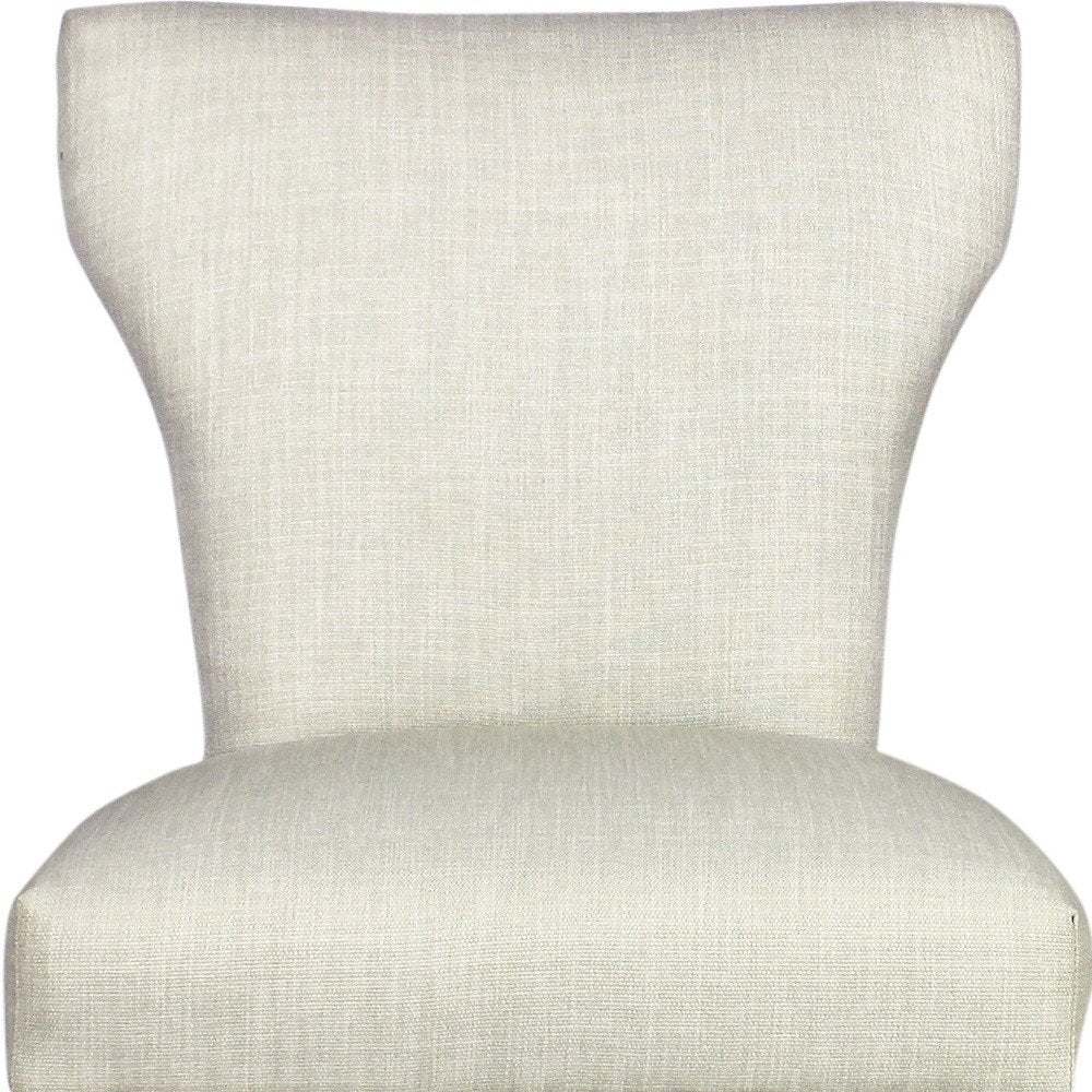 Set of Two Ivory and Brown Upholstered Fabric Dining Parsons Chairs
