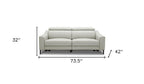 74" Gray Leather Reclining Sofa With Black Legs