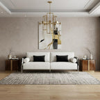 89" White Sofa And Toss Pillows With Silver Legs