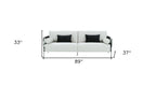 89" White Sofa And Toss Pillows With Silver Legs