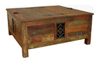 40" Brown Solid Wood Square Lift Top Solid Trunk Coffee Table
